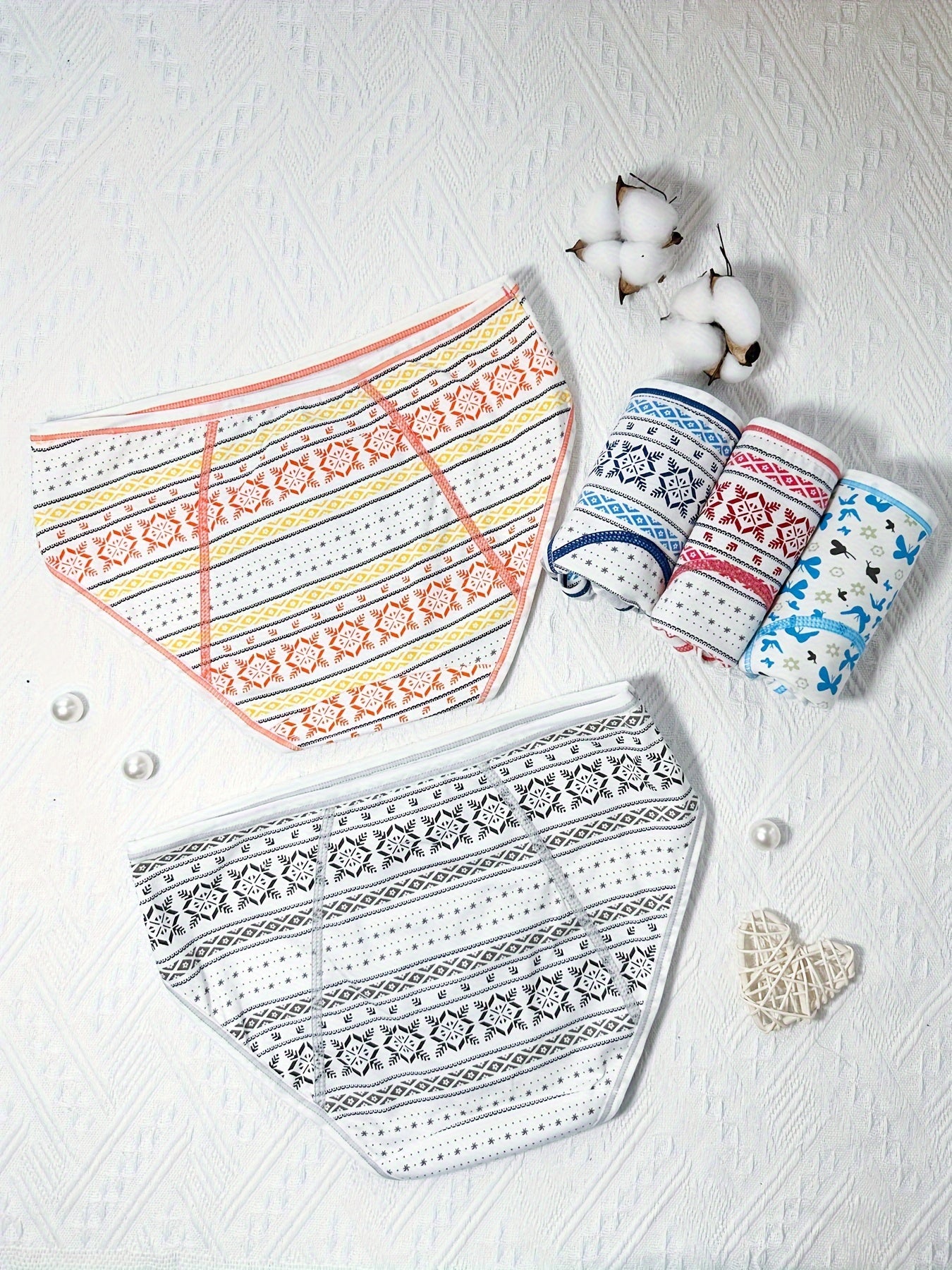 5pcs Butterfly & Geometric Print Period Panties Women's Lingerie & Underwear