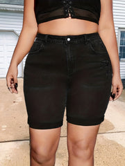 Women's Plus Ripped High Rise Denim Shorts