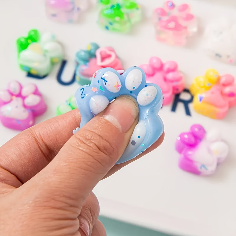 Cat Paw Squishy Toy Soft Animal Claw Glittery Confetti Hand Toy