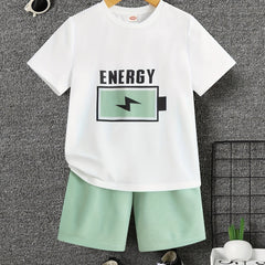 2pcs Boys Energy T shirt & Shorts Kids Summer Clothes Sets