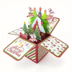Christmas Deer 3D Pop Up Box Greeting Card with Envelopes