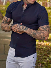 Solid Men's Casual Short Sleeve Shirt Summer Tops