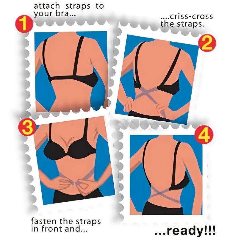 Women's Deep V Neck Backless 2 Button Cross Strap Bra Tube Backless Strap