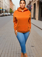 Women's Solid Long Sleeve Hooded Sweatshirt