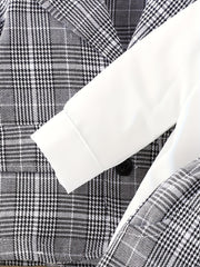 Baby Boy Plaid Suit Jacket & Bow & Shirt & Trousers Set