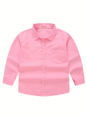 Boys Long Sleeves Button Down Shirt Tops Preppy Style