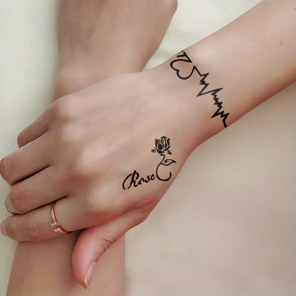 2 Sheets Hollow Juice Dye Paste Floral Feather Word Pattern Body Tattoo