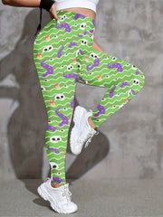 Halloween Skull Leggings High Rise Stretch Yoga Pants
