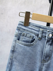 Girls Casual Straight Leg Jeans Regular Fit For Street Daily Outfit Kids Cloth