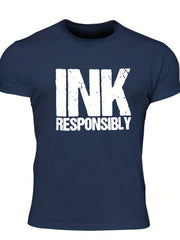 INK Responsibly Men's Print T Shirt Stretchy Crew Neck Tee