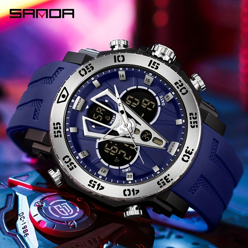 Sanda Men Watch Boys' Watch Big Dial Quartz Watch Waterproof Anti Drop Sports