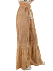 Tassel Drawstring Wide Leg Pants Casual Solid Textured Loose Pants