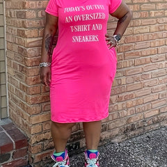 Plus Size Letter Print Short Sleeve Tee Dress Women's Plus Medium Stretch