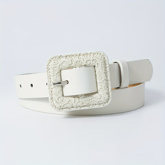 Snake Pattern Square Buckle Vintage Belt Women Dress Pants Belts