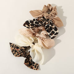 5pcs Bowknot Scrunchie Bobbles Leopard Print Solid