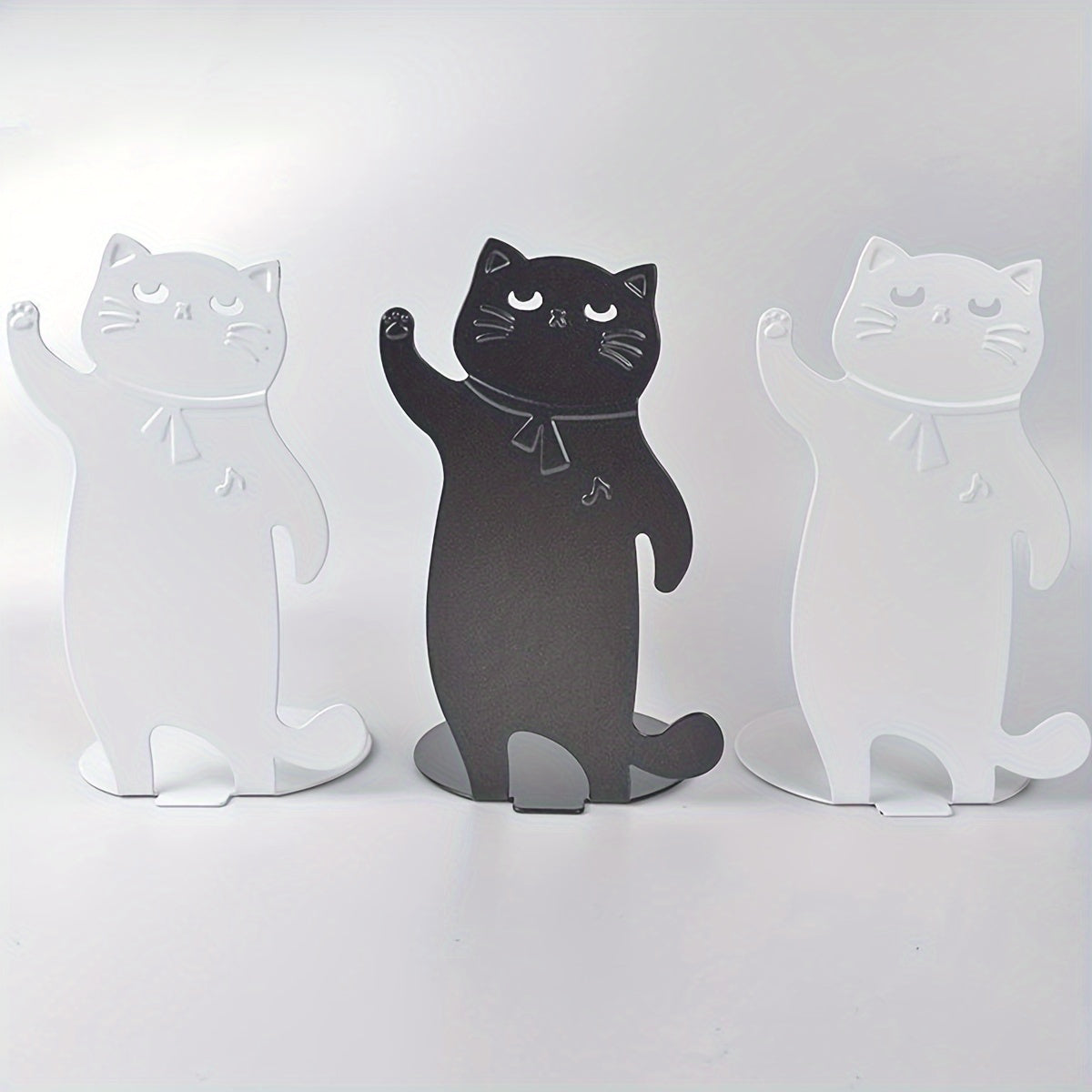 2pcs Cat Shape Music Animal Bookshelf Metal Bookend