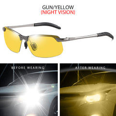 Photochromic Driving Fishing Sunglasses Men Night Vision Decorative Glasses