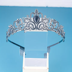 Rhinestone Crown Headband Crystal Hair Band With Comb