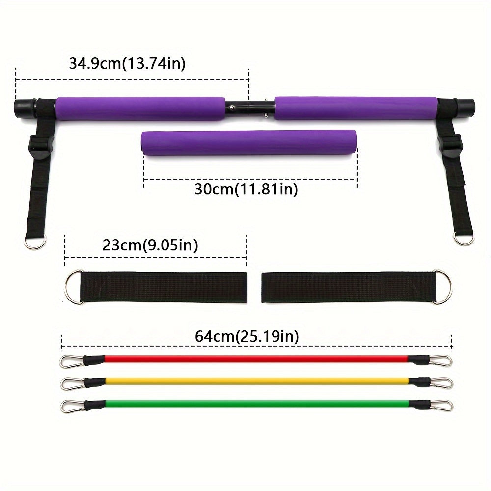 10pcs Pilates Fitness Stick Set Resistance Tension Rope for Body Shaping