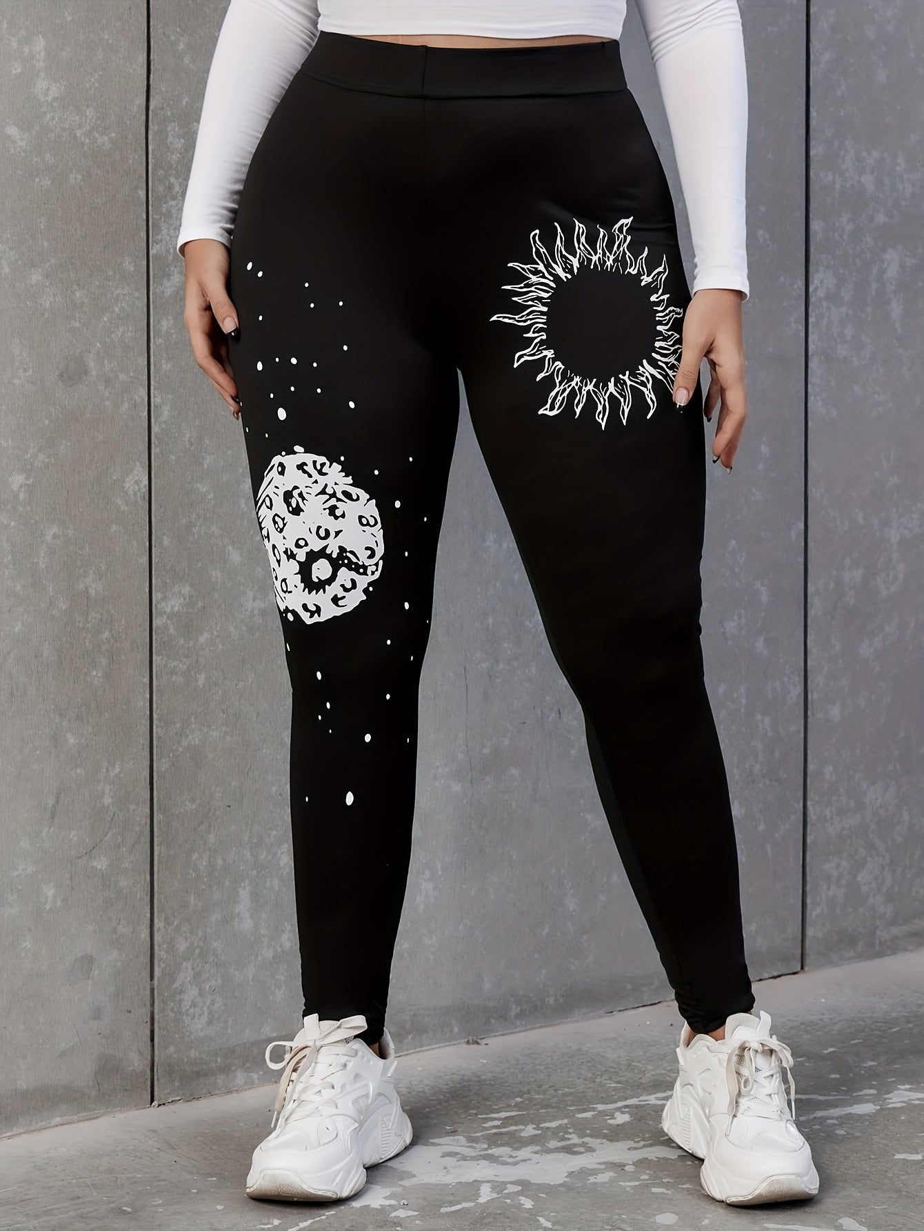 Casual Plus Graphic Print Skinny Leggings