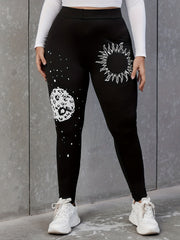 Casual Plus Graphic Print Skinny Leggings