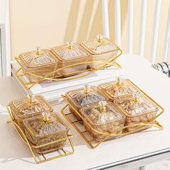Golden Amber Snack Plate Set for Events Small Food Saucer with Beaded Edge