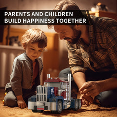 American Truck Trailer Building Blocks Model with Detachable Carriage Toy