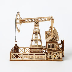 3D Wooden Well Model Puzzle DIY Mechanical Moving Parts