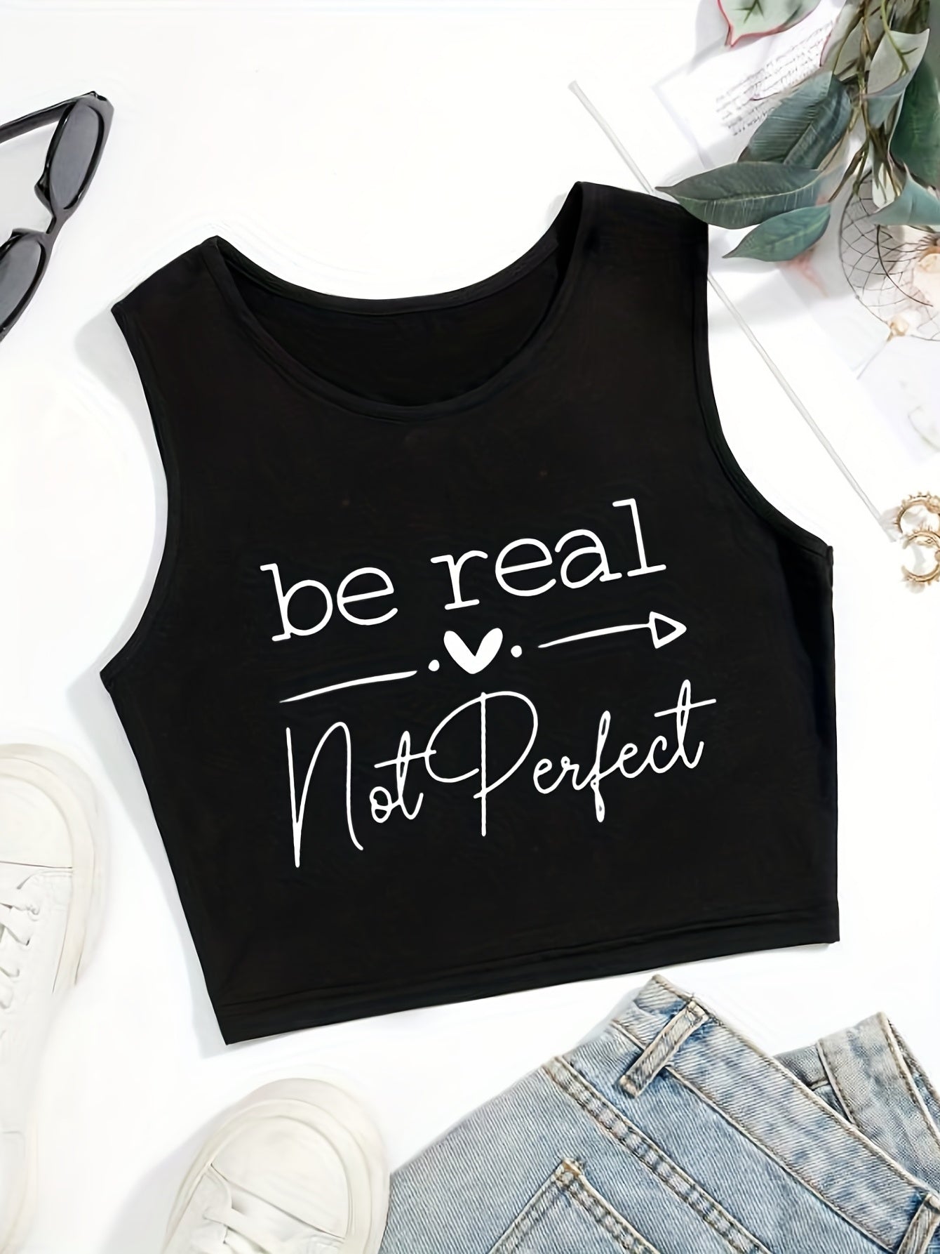 Be Real Cropped Tank Top Sexy Summer Sleeveless Casual Top