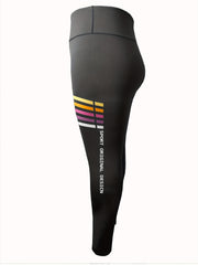 Stripe & Slogan Print Waist Band Leggings