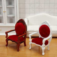 Mini Dollhouse Furniture Set Sofa Stool Chair Pillow & Wooden Armrest