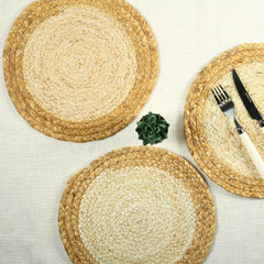 4pc Wheat Straw Placemats & Coasters Set Water Gourd Corn Decor Home Decor