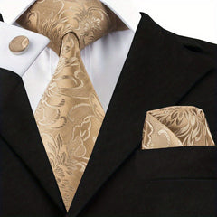 Men's Tie Floral Necktie Handkerchief Clip Set