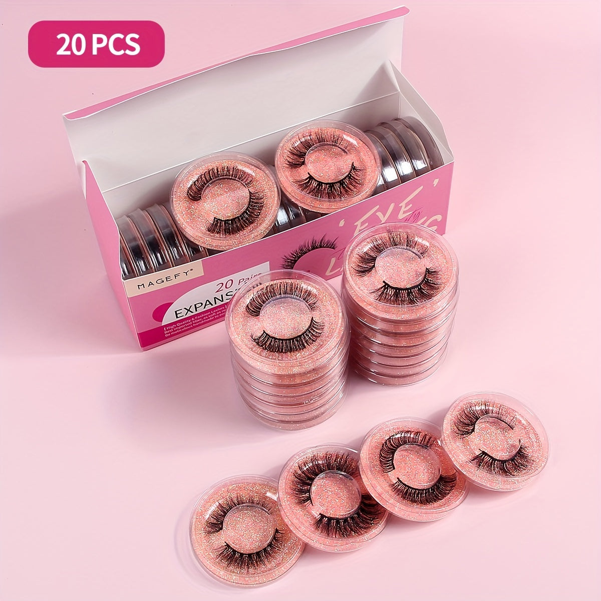 20 Pairs Mixed Style False Eyelashes for Daily Use