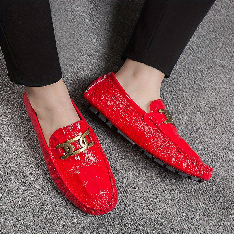 Crocodile Embossed Loafer Shoes Lightweight Non Slip Driving Shoes