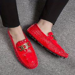 Crocodile Embossed Loafer Shoes Lightweight Non Slip Driving Shoes