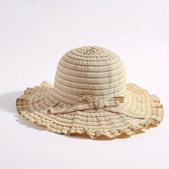 Striped Sun Hat Ribbon Bowknot Bucket Hat