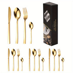 16pcs Multicolor Titanium Plated Stainless Steel Tableware Set