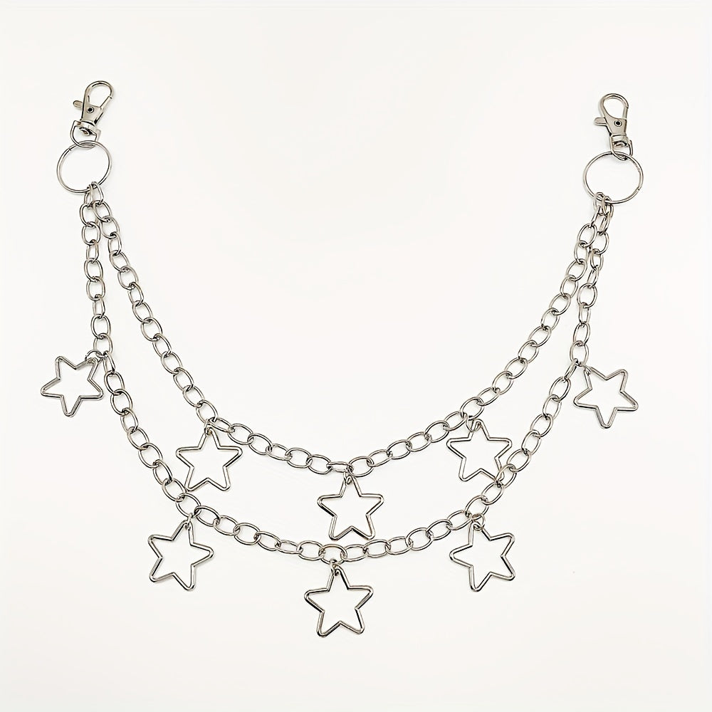 Retro Pentagram Multilayer Pants Chain Men's Waist Chain Y2K Jewelry