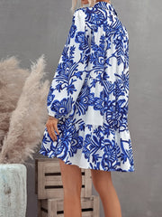 Floral Lantern Sleeve Smock Dress