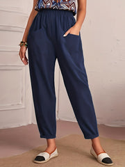 Minimalist Casual Cropped Pants Pocket Pants Women's Clothing