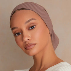 Striped Inner Cap Scarf Solid Underscarf Turban Cap Casual Hijab