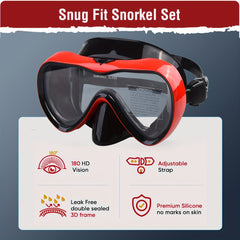 Dry Breathing Tube & Diving Goggles Set - High Definition Glass Lenses