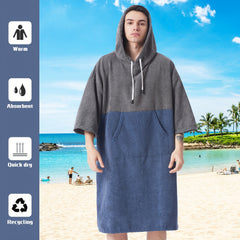 Mutao Changing Robe With Hood Quick Dry Middle Length Sleeve Changing Towel