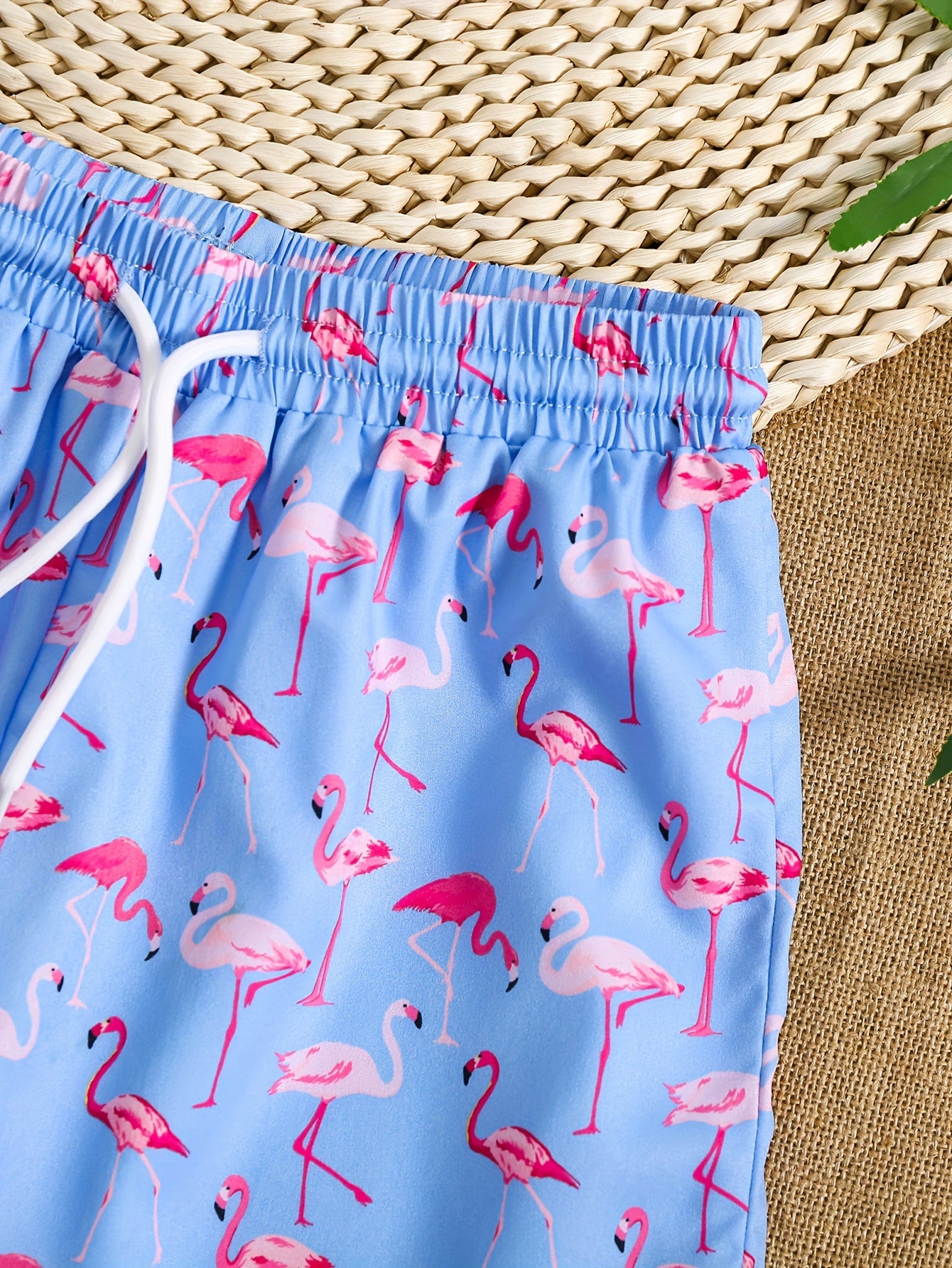 Boys Flamingo Print Swim Trunks Elastic Waist Beach Pants