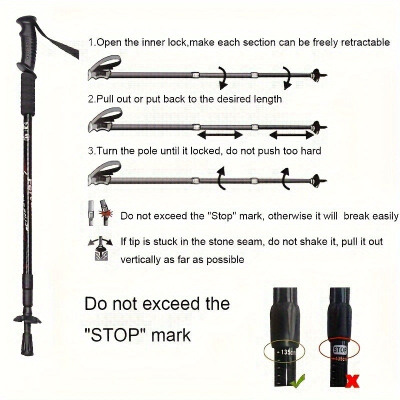 Outdoor Telescopic Climbing Crutches Aluminum Hiking Stick