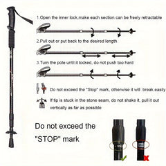 Outdoor Telescopic Climbing Crutches Aluminum Hiking Stick