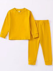 Girls Pajamas Family Outfit Round Neck Long Sleeve Top & Pants Set