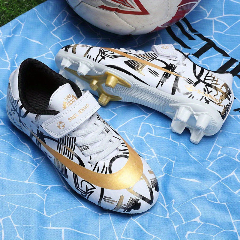 Youth Spiked Football Boots, Hook & Loop Fastener, Anti-Skid, Breathable