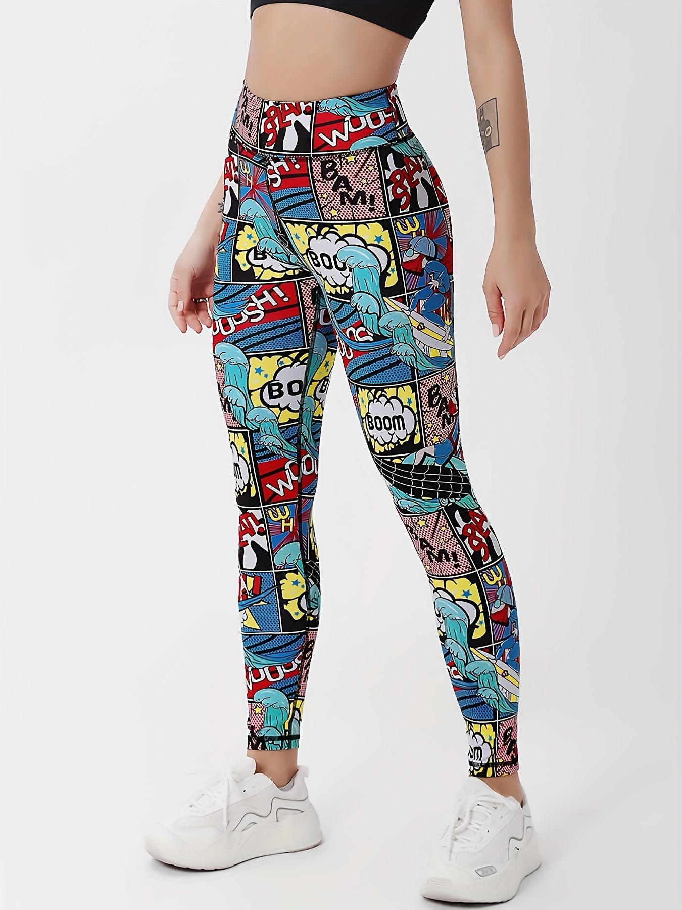 Cartoon Print Yoga Leggings High Waist Fitness Pants Women's Activewear